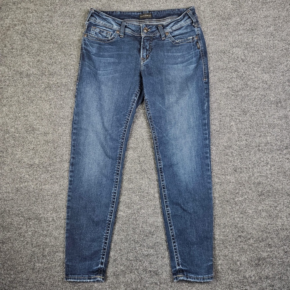 Silver Suki Skinny Jeans Women's 32 Dark Wash Mid Rise Denim Stretch Blue Casual
